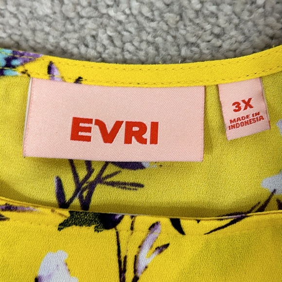 Brand new EVRI Yellow polyester dress with purple floral patterns Size 3X - Picture 5 of 9